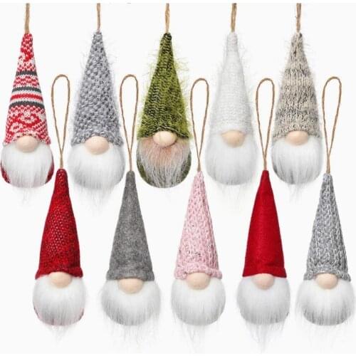 Christmas Wool Small Ornaments Old Man Dwarf Plush Doll Gift Rudolf Christmas Tree Pendant Ornaments Xmas Kids New Year Gift