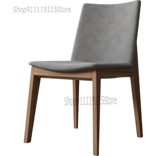 Solid Wood Dining Chair Home Nordic Light Luxury Modern Simple Back Dining Room Leather Net Red Thousand Bird Lattice Makeup Cha