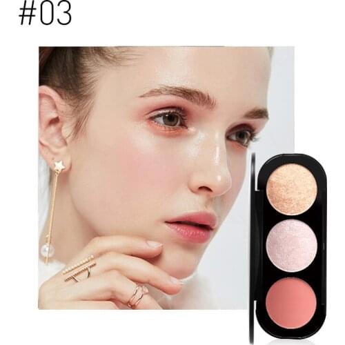 New Arrivel 3 Colors Blush&Highlighter Palette Face Matte Highlighter Powder Illuminated Blush Powder