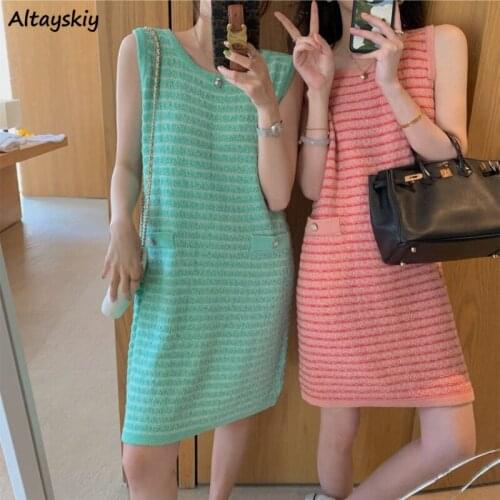Women Dress Summer Fashion Temperament Slim Holiday New Sleeveless Mini Retro Friend Clothing Sweet College Comfortable Sundress