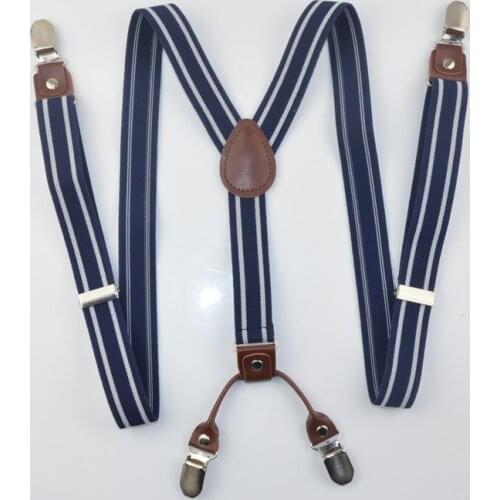 New fashion womens suspenders 2.5cm width 4 clips and Unisex Braces Mens Suspenders striped black for larger adult