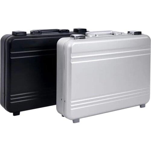 Attache Case Metal Aluminium Briefcase for men Document Laptop Handles Small Travel Suitcase Luxury Hard Portfolio Case Sided
