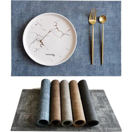 Japanese style rectangular PU soft leather table mat waterproof non-slip placemat heat insulation pad hotel food mat coaster