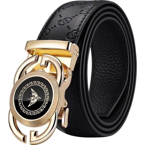 GG Design New 2020 Fashion Ratchet Belts for Men Soft Leather Elegant Dress Belt Men Automatic Buckle High Quality Gift with Box