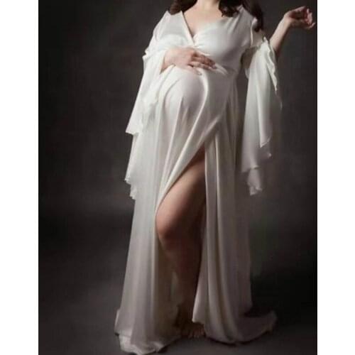 Mermaid Maternity Photography Props Dresses Lace Long Pregnancy Dress Ruffles Pregnant Women Maxi Maternity Gown For Photo Shoot