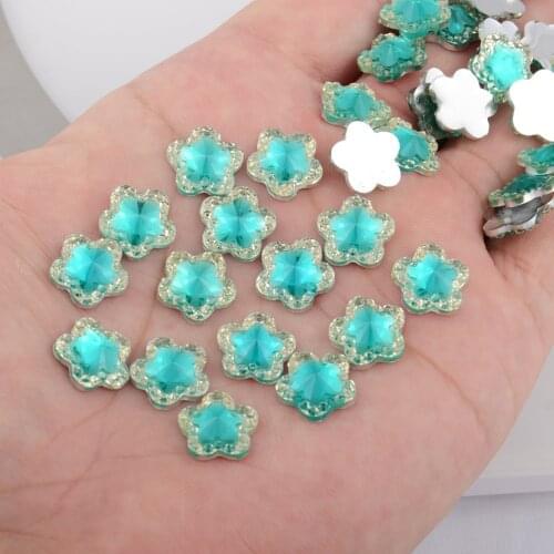 BOLIAO 40Pcs 12*12mm ( 0.47*0.47in ) Light Blue Shape Resin Rhinestone Flatback No Hole Glue Clothes/Craft/Wedding Decoration