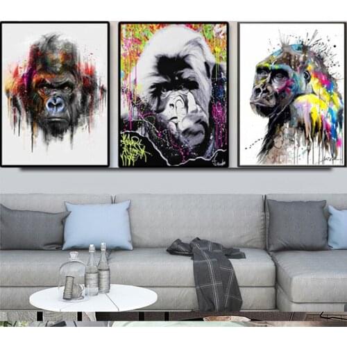 Triptych animals Wall Art Diamond Painting Graffiti Monkey Gorilla Diamond embroidery For Kids Room decor 3 piece diy WW150
