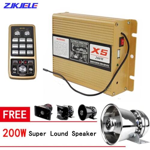 12V/24V 200W Amplifier Police Warning Siren Host 9 Sound Car Truck Alarm Fire Speaker Handheld Microphone Emergency PA System