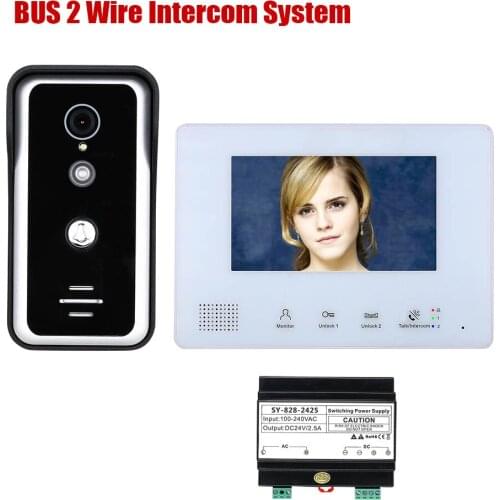 7 Inch BUS 2 Wire Video Door Phone Intercom systems for home 1-doorbell camera 1/2/3/4-monitor Night Vision
