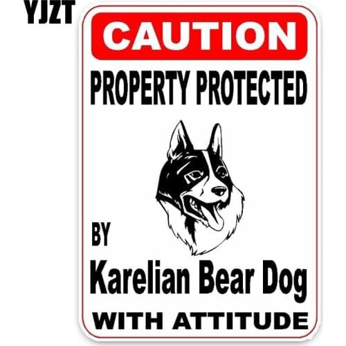 YJZT 15*11.4CM Property Protected By Karelian Bear Dog Car Decoration Bumper Window Sticker C1-4725