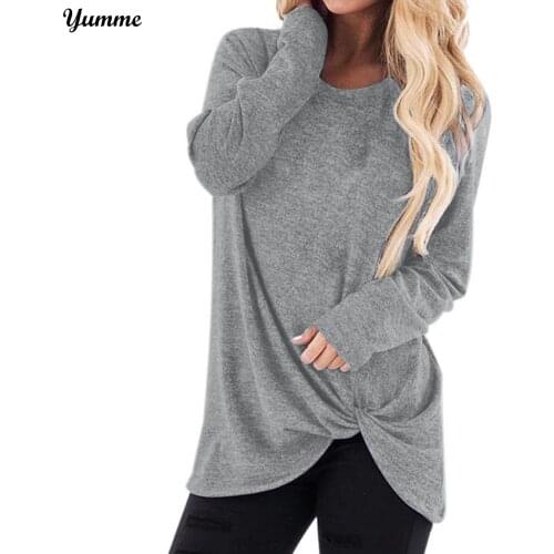 Elegant Loose Homewear Solid Pullover T-Shirts Autumn Street Fashion Casual Side Knot Tops Women Retro Long Sleeve Tee Shirt
