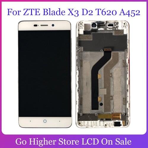 For ZTE Blade X3 D2 T620 A452 Lcd Display Digitizer Touch Screen Assembly Repair Part with frame