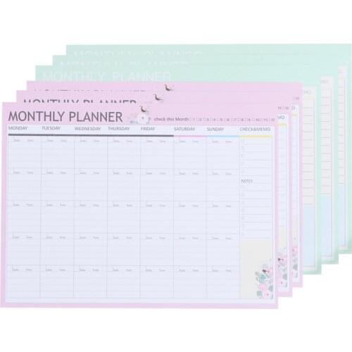 20 Sheets Monthly Planner A4 Decorative Organizer Calendar Schedule Notebook (Green Mixed)