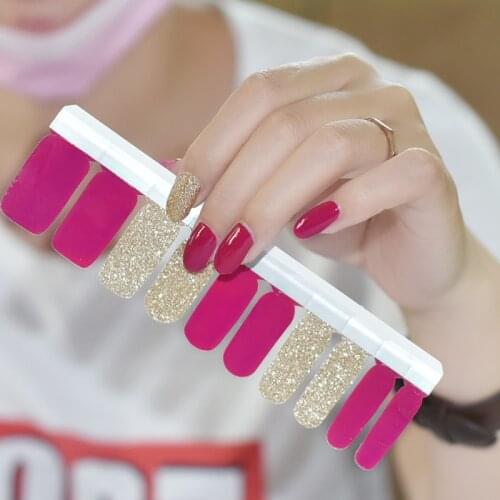 20 Tips/Sheet Solid Color And Striped Manicure Nail Wraps DIY Nail Adhesive Creative Nail Decoration Minimalist Design Shiny