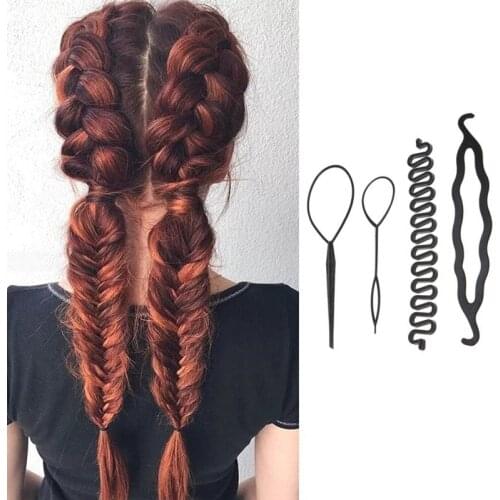 3/4pcs Double Hook Clip Hair Braider Braid Holder Accessory Donut Maker Headband Hair Pin Ponytail DIY Hair Styling Accessories