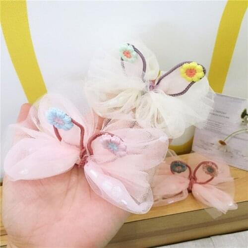 4Pcs 11*7CM Rabbit Ears Small Flower Bowknot Applique for DIY Clothes Shoes Hat Headwear Clips Crafts Decor Patches