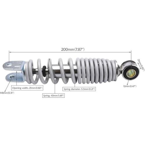 7.87" 200mm 250lb White Rear Back Shock Suspension Absorber Fit For Motorcycle 4 Stroke Mobility Scooter Pocket Mini Dirt Bike