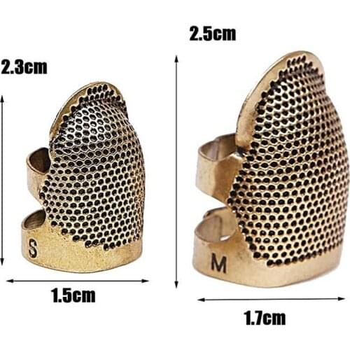 Antique Gold Metal Protective Punch Needle Sewing Knitting Accessories Needlework Finger Tip Stitching Hoop Thimble Ring