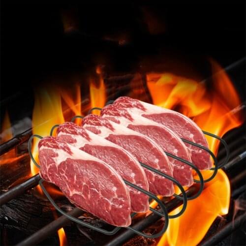 Non-stick Rib Shelf Bbq Stand Barbecue Roast Rack Stainless Steel Grilling Bbq Chicken Beef Ribs Rack Grilling Baske 4 slabs