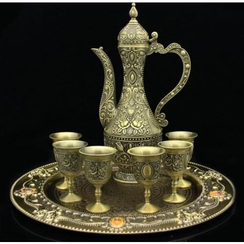 Fashion 8pcs/set bronze decorative wine set drink dispenser for alcoh wine decanter for home bar JJ109