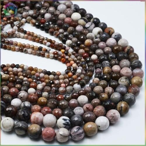 Natural Petrified Wood Stone Faceted Round Beads 4mm,6mm,8mm,10mm