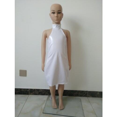 Kids girls long skirt One-Piece Shiny Metallic Zentai Catsuits Sexy Zentai Leotard For Women