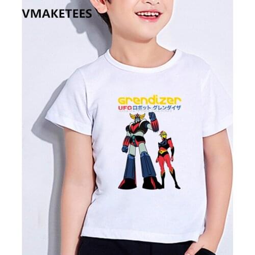 Kids Summer Short Sleeve Girls & Boys T shirts Japan Robot Grendizer Anime Print Childrens T-shirt Funny Baby Clothes,HKP5244