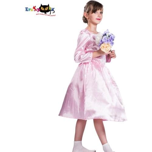 Eraspooky Pink Fairy Tale Bride Cosplay Costumes Girls Wedding Flower Girl Stage Dresses Christmas Birthday Fancy Dress