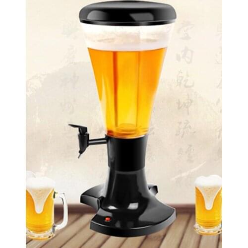 PlumWheat Black 3 Liters Deluxe Cold Draft Beer Tower Dispenser with Big Ice Tube for Bars Hotel Restaurant BT59