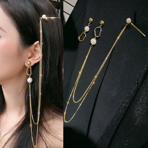Exknl Tassel Fashion Long Big Drop Earrings Women Wedding Bohemian Pearls Dangle Geometric Earrings Accessories Jewelry 2021