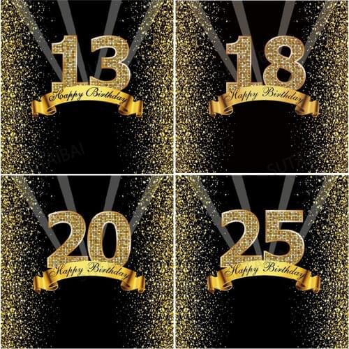 Happy 13 16 18 20 25 30 50 60th Birthday Party Gold Dot Party Banners Photo Background Photo Booth Photo Backdrops Photo Studio