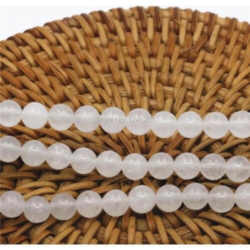 4mm 6mm 10mm 12mm 14mm Hot White Clarity Chalcedony Stone Loose Beads Round Diy Crafts Women Jewelry Making Design Gifts 15inch
