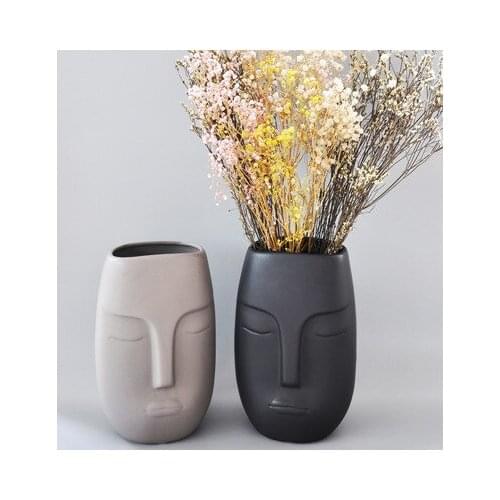 Beauty flower flower man face matt ceramic face vase creative home decoration home decoration