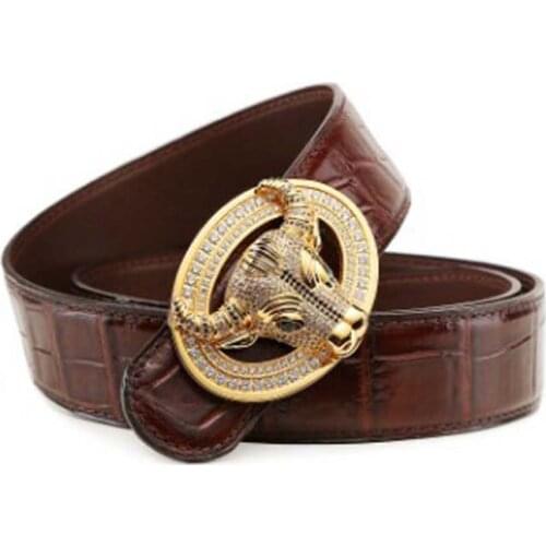 LINSHE new crocodile The belt men real thing luxury big The belt Smooth buckle tauren Genuine leather belts tide