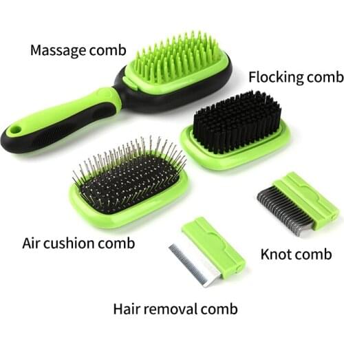 Pet Comb Set Multifunctional Five In One Pet Knotting Comb For Dog Hair Cushioning Brush Cat Shun Hair Comb Pet Cleaning Care