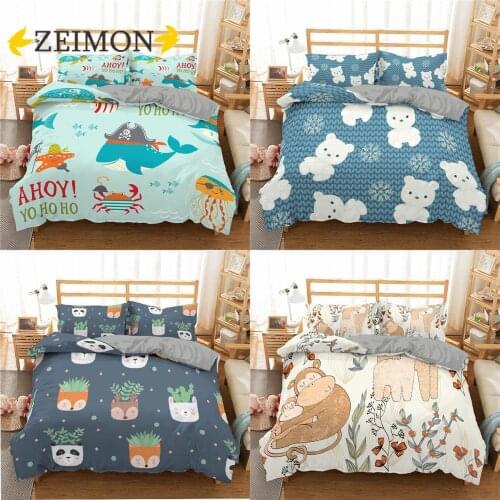 Cartoon 3D Bedding Set Cute Forest Queen King Size Bedding Set Boys Girls Duvet Cover Pillow Cases Home Textile Bed set