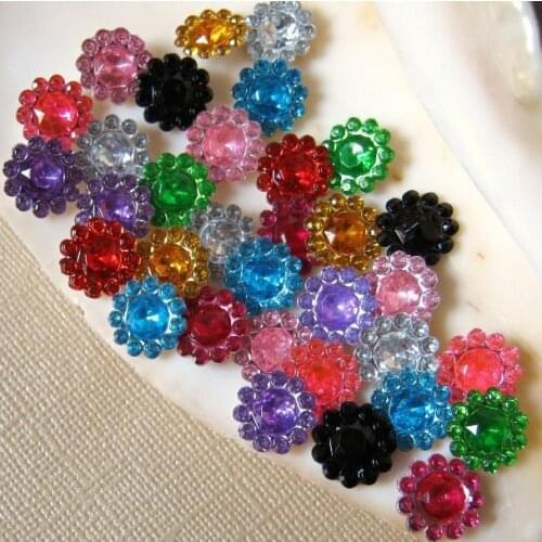 Set of 1000 pcs of Round Sunflower 12mm Acrylic Rhinestone Gems - Assorted Colors