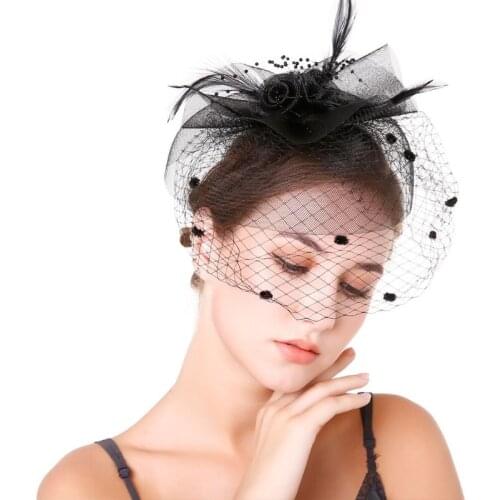 2021 New Womens Bridal Party Fascinator Feather Beads Hair Clip Flower Veil Wedding Decor