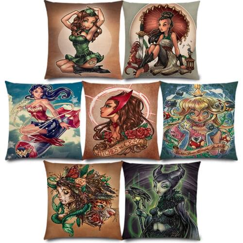 New Movie Cartoon Beautiful Heroine Lovely Girls Wonder Lady Beauty Woman Warrior Cushion Cover Car Sofa Throw Pillow Case