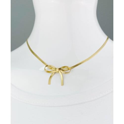 Necklace Jewelry Stainless Steel New Goddess Luxury Golden Rose Color Luxe Fashion For Women Hot Sell Bow