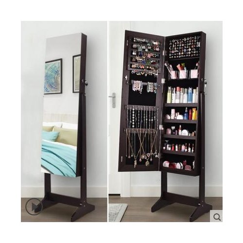 Full-length mirror bedroom multifunctional jewelry storage cabinet household full-body mirror wall fitting modern minimalist flo