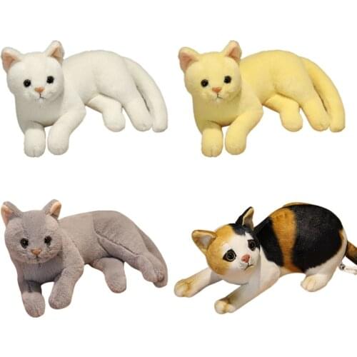 32cm/12in Home Ornament Realistic Cat Mini Doll Soft Stuffed Plush Doll for Dollhouse Decor Birthday Gift Girl’s Favors