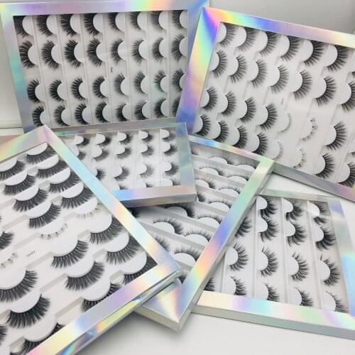 16 Pairs Mink False Eyelashes Eye Lash Book Laser Glitter Paper Box Packaging Lashes Vendors Mixed Styles Free Custom Logo Label