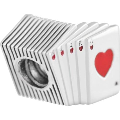 Playing Cards Charm Poker Fashion Beads For Jewelry Making Fits Sterling Silver Jewelry Bracelets For Woman Gift
