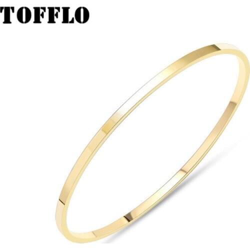 TOFFLO Stainless Steel Jewelry Simple And Versatile Plain Ring Three Color Bracelet For Female BSZ207