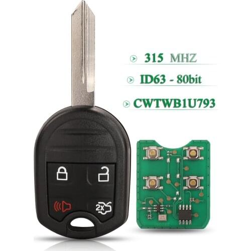 Bilchave 4 Buttons 315Mhz ID63 Chip Remote Smart Car Key For Ford EDGE ESCAPE EXPEDITION EXPLORER FLEX FUSION MUSTAN TAURUS