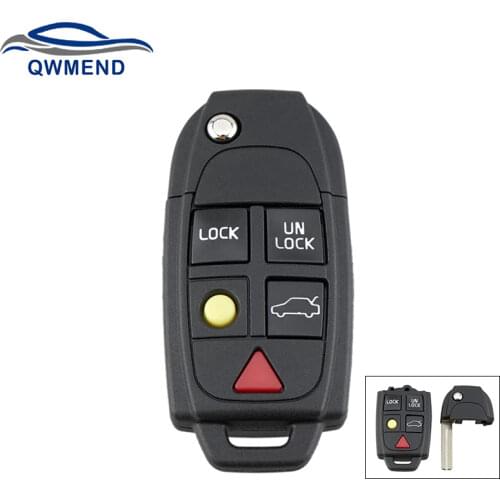 BHKEY Replacement 5 Buttons Car Remote Key Shell For Volvo XC70 XC90 V50 V70 S60 S80 C30 New Flip Car Key Fob Case
