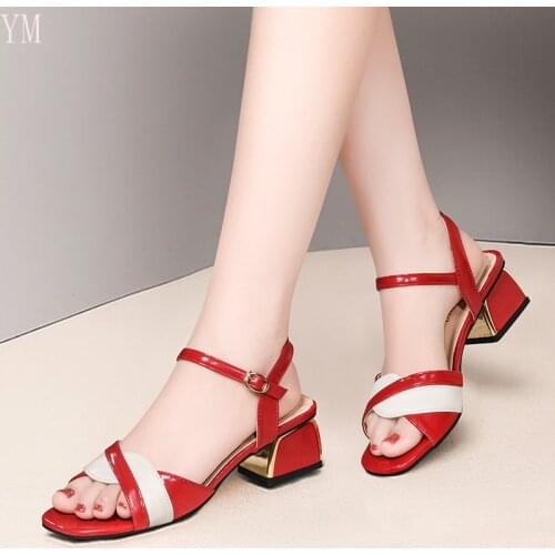 Summer Women High Heels Sandals Summer Shoes Buckle Strap Pumps Peep Toe Wedding Office 2021 Zapatos De Mujer Tacon Heels 34-39
