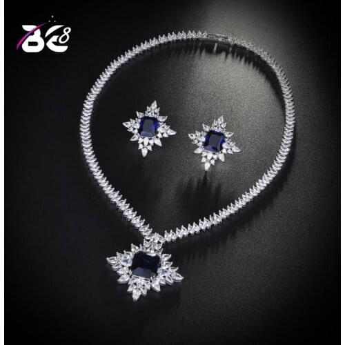 Be 8 Brilliant Cubic Zirconia Blue Dubai Bridal Jewelry Sets for Women Wedding Accessories Fashion Jewelry Gifts S165