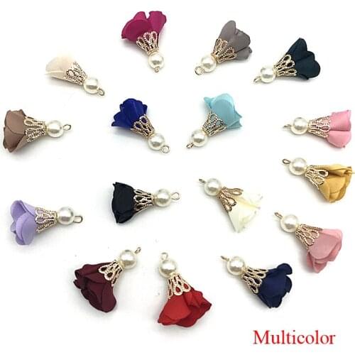 100pcs/Beads Buckle Torch Gold Bell Clasps Flower Tassel Charm Pendant for Keychain Garment Accessories
